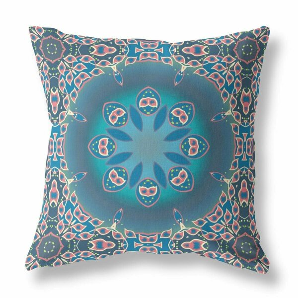 Palacedesigns 20 in. Jewel Indoor & Outdoor Zippered Throw Pillow Blue & Pink PA3101192